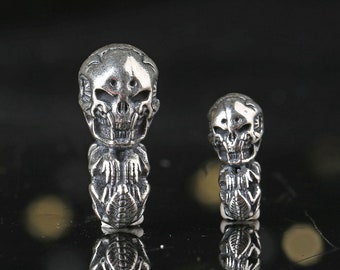 Sterling Silver 3D Skull Bead, Spacer Beads, 925 Silver Skull Spacer Bead, Bracelet Bead, Necklace Bead, Skull Spacer 20mm