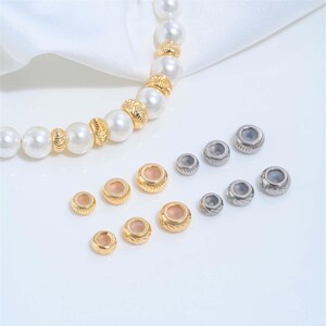 5 STÜCKE 14K Vergoldet Sliding Einstellbare Rondelle, Gewinde Gummi Stopper Perlen, Köper Stopper Perle mit Silikon im Inneren, DIY Schmuckherstellung