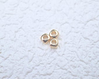 50 perline geometriche sfaccettate placcate in oro 14 carati, 2,5-3 mm