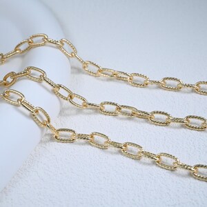 14K Gold Plated Twist Oval Chain, Jewelry Making, 39" per meter