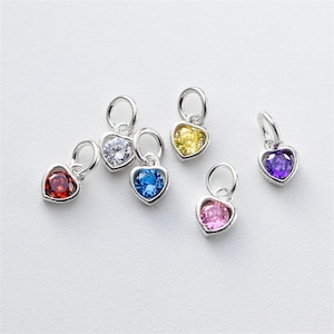 Sterling Silver CZ Pave Heart Charm, Love Heart Pendant with Colorful Zircon ,Elegant Charm for DIY Bracelet Necklace, Sweet Love Jewelry