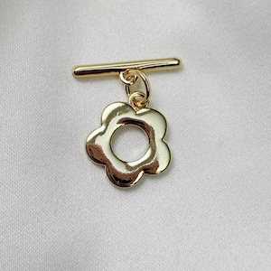 Conjunto de fecho de alternância em forma de flor de ameixa banhado a ouro 14K