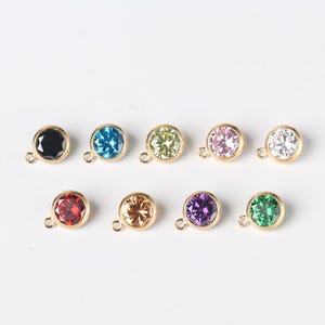 14K Gold Filled Birthstone Charm, Gold Birthday Pendants, Gold Birthstone Charm, Birthstone Necklace Charm,Birthstone Earrings Charms 4mm