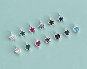 Sterling Silver CZ Star Charm, Celestial Jewelry