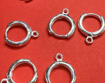 Sterling Silver Round Earring Hoops with Loops, 925 Silver Hoop Earring, Ear Wire Hoop, Earring Component, Earring Jewelry Making