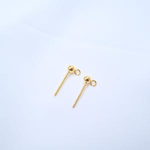 Förgyllt örhängesstift i sterlingsilver med kula, 3 mm 4 mm 5 mm, örhängeskomponent
