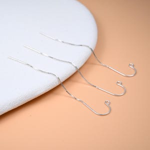 Sterling Silver U Shaped Ear Wires, Box Chain Ear Threads