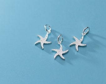 Colgante con dije de estrella de mar de plata de ley, joyería costera