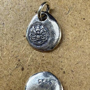 Sterling Silver Lion Charm Pendant, Safari Bracelet, Jungle Necklace, Fierce Earring, Small Charm, Animals Jewelry, Geometric Charm