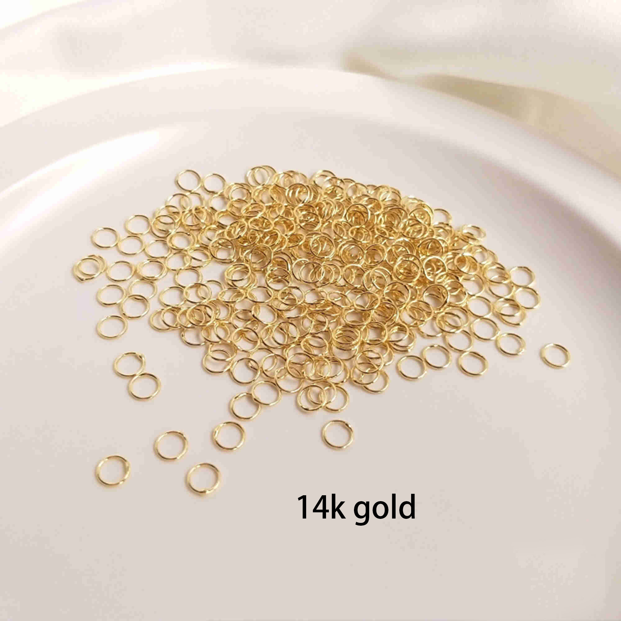Round Jump Rings 50pcs 14K Gold Plated Closed Jump Rings, Silver Tone Plain Round Ring ...