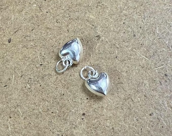 Sterling Silver Puffy Love Heart Charm, s925 Silver Smooth Heart Charms For Jewelry Making Supplies, 4mm 6mm 8mm 10mm 13mm 15mm 18mm 22mm