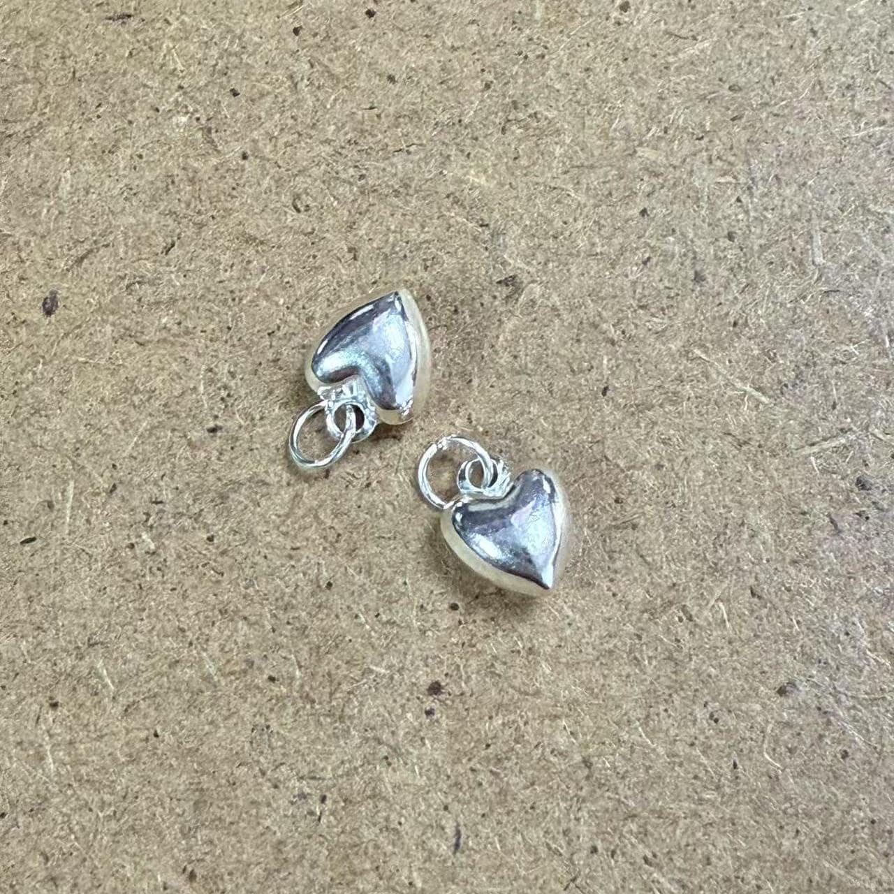 Sterling Silver Puffy Love Heart Charm, s925 Silver Smooth Heart Charms For Jewelry Making Supplies, 4mm 6mm 8mm 10mm 13mm 15mm 18mm 22mm