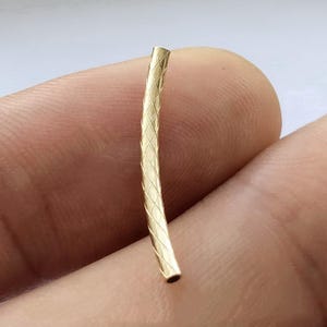 14K Gold Filled Curve Tube Bead, Noodle Tube, Bracelet Bead, Necklace Bead, Gold Filled Textured Tube Beads, 25mm 30mm 34mm