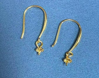 Örhängeskrokar i sterlingsilver med kopp och pinne, pärlkomponent