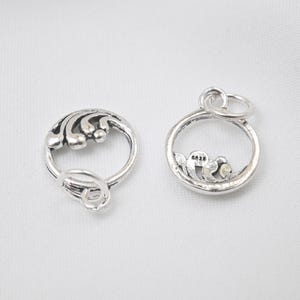 Sterling Silver Wave Charm Pendant, Ocean Landscape Jewelry