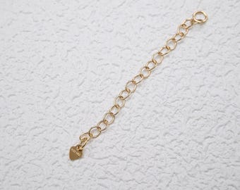 14K Gold Filled Chain Extender with Heart Tail Drop, 2.6mm