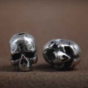 Sterling zilveren doodskopkraal, 925 zilveren tussenstuk (8 x 6 mm)
