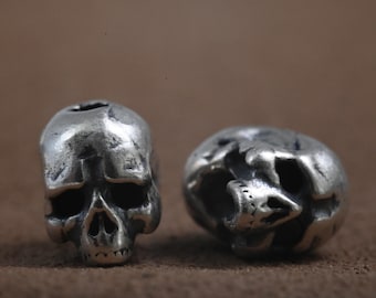 Cuenta de calavera de plata de ley, separador de plata 925 (8 x 6 mm)