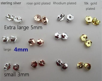 Sterling Silver Flower Ear Nuts, Earring Backs, Earring Backing, Ear Back Stopper, 925 Silver Earring Nuts, Wholesale Blanks 3mm 4mm 5mm