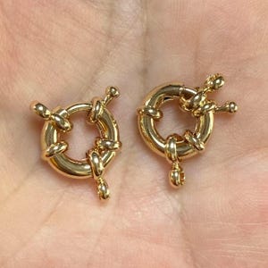 14K Gold Plated Spring Ring Clasps w/ Open Closed Ring, Gold Tone Spring Ring Clasp with Ring 9mm 11mm 13mm