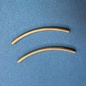 14K Rose Gold Filled Curve Tube Bead, Noodle Tube, Bracelet Bead, Necklace Bead, Rose Gold Filled Glossy Tube Beads, 25mm 30mm
