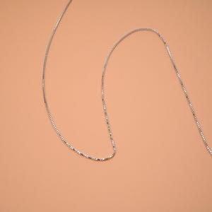 Catena a maglia quadrata in argento sterling, catena a maglia quadrata non rifinita in argento 925 per collane e bracciali, spessore 0,65 mm 0,8 mm 1 mm