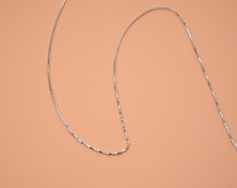 Sterling Silver Box Chain, 925 Silver Unfinished Box Chain Bulk For Necklace Bracelet, Thickness 0.65mm 0.8mm 1mm