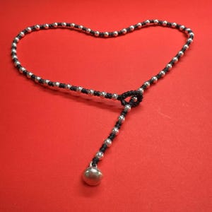 Sterling Silver Round Bead Bracelet Black Wax Rope Necklace, Leather Cord Bracelet, Colorful Bracelet with 4mm Ball Beads, Beading Supplies