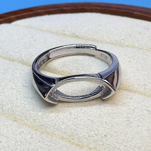 Sterling Silver Marquise Ring Setting, Oval Ring Head, 925 Silver Ring Bezel Setting With Pave, Ring Settings Without Stone,Ring Band 6x12mm
