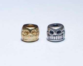 Sterling Silver Skull Spacer Bead, Bracelet Necklace Bead (7.5x6.5mm)