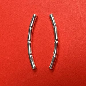 Sterling Silver  Noodle Tube Beads, Curve Tube Beads, 925 Silver Bamboo Tube Beads s925 Silver 20mm 25mm 30mm 35mm 40mm 45mm 50mm tube