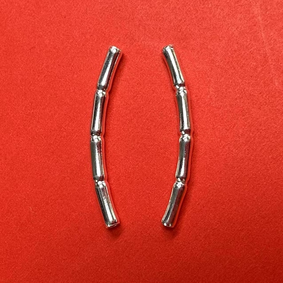 Sterling Silver Noodle Tube Beads, Bamboo Style, 20-50mm