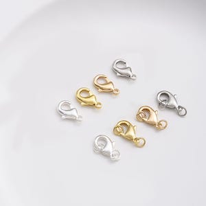 10pcs 14K Gold Plated Spring Ring Clasps w/ Open Ring, Gold Tone Spring Ring Clasp with Ring 6*10mm 7*12mm