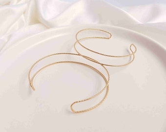 14K Gold Tone Bangle Bracelet, Gold Tone Bangle Bracelet, Open Adjustable Bracelet, Jewelry Making supplies