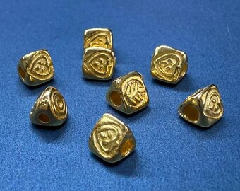 Matte Gold S925 Sterling Silver Leaf Beads, Geometric Triangle Spacer, 4mm