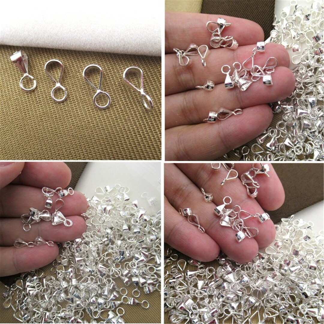 5 Silver Tone Pinch Bail 25mm X 11mm Fd208 | Cyprus