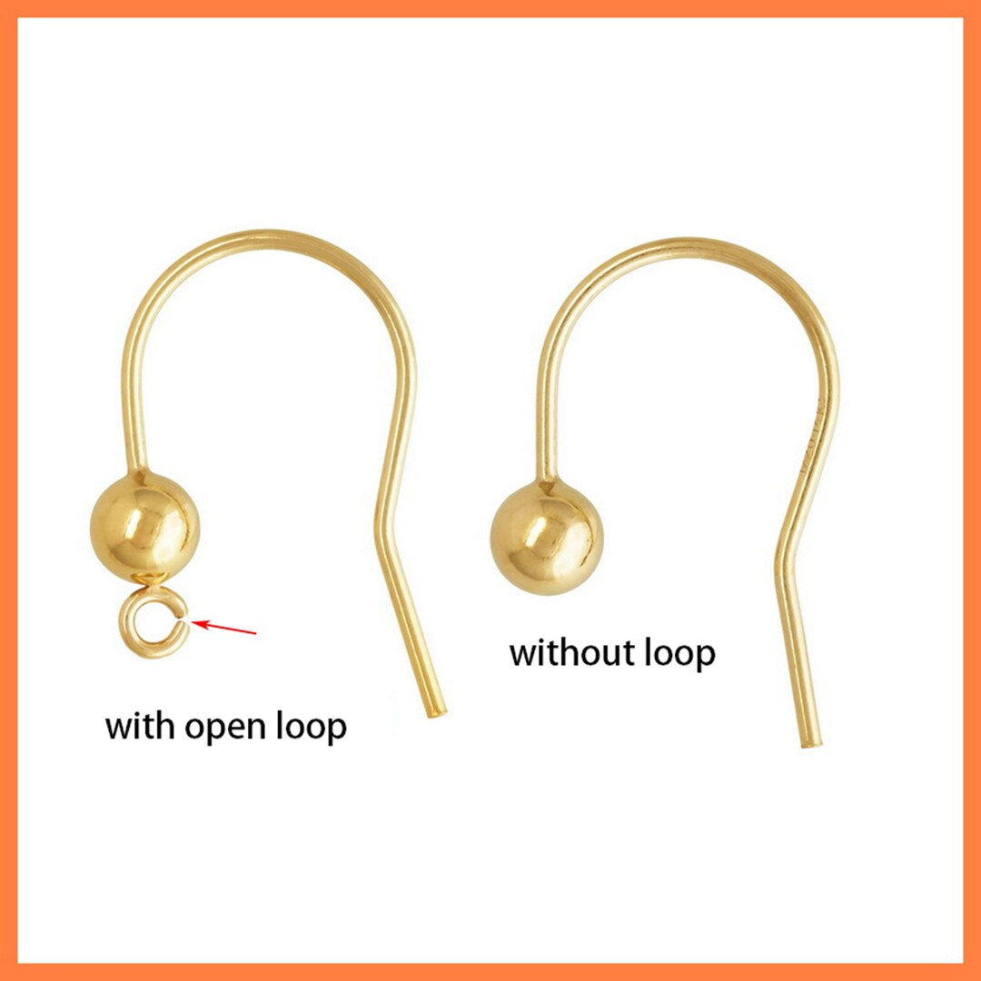 14K Gold Filled Earring Hooks, Hooks For Jewelry Making, Simple With Ball  Bead End, Ear Wire with Open Loop - Yahoo Shopping