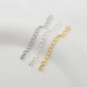 Correntes de extensão de gota de prata esterlina, corrente de extensão de gota de água de prata S925, correntes de lágrima, extensão de corrente 55 mm