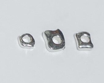 Sterling Silver Nugget Beads, Irregular Geometric Chip Beads, Craft Spacer