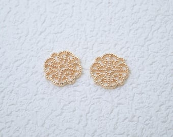 Gold Filigree Charms - Flower Connectors for Jewelry Making Findings (2pcs/5pcs/10pcs Pack Available