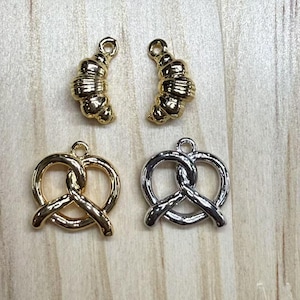 14K Gold Plated Cross Love Heart Charm,Silver Tone French Lover Pendant, Croissant Charm,Horn Pendant ,Foodie Charm, Cute Bread Jewelry