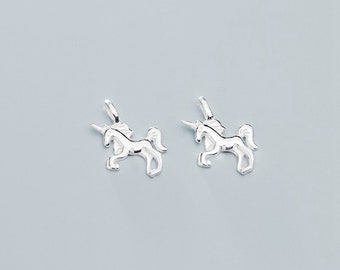 Sterling Silver Unicorn Charm Pendant, Horse Bracelet, Magical Necklace, Mythical Earring, Small Charm, Fairy Tale Jewelry, Animal Charm