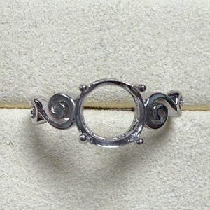 Sterling Silver Round Ring Setting, Round Ring Head, 925 Silver Ring Prong Setting With Circles, Minimalist Ring, Ring Band 5mm 6mm 7mm 8mm