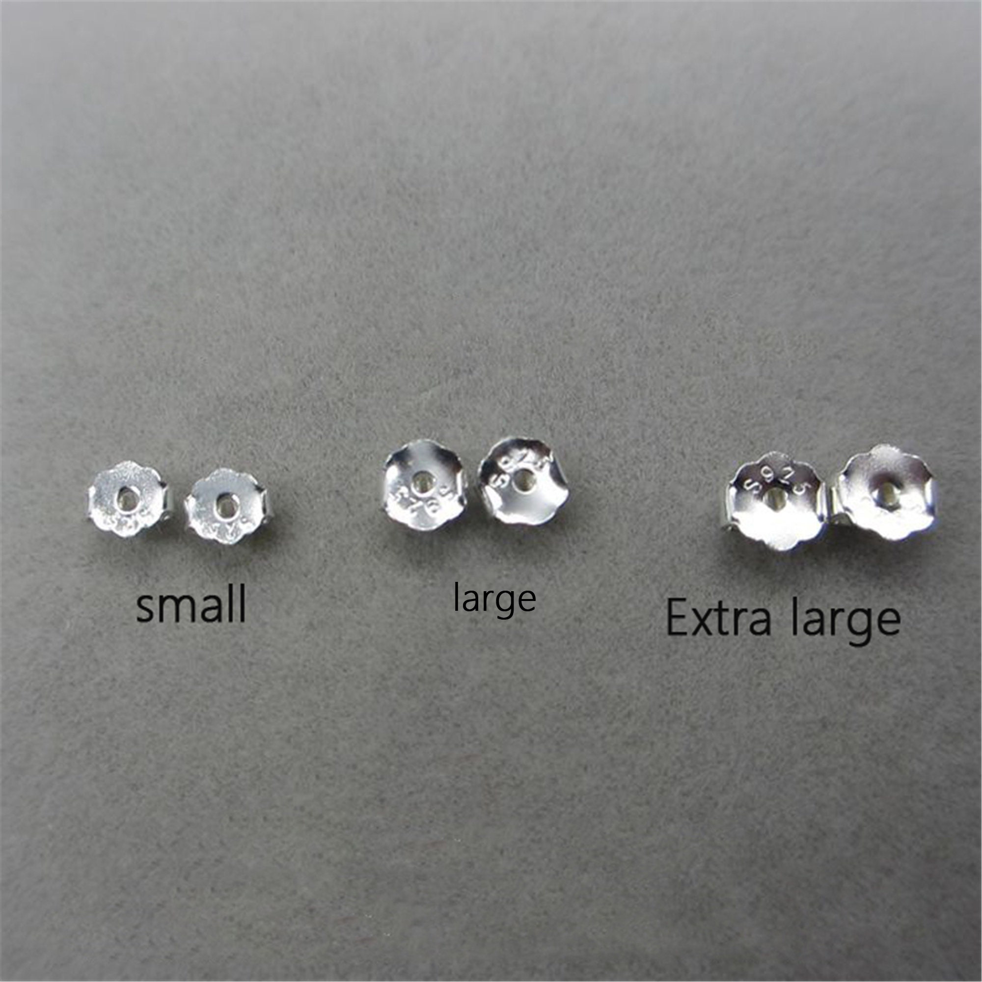 Large ear lifters, 925 solid sterling silver, gold plated, hypo