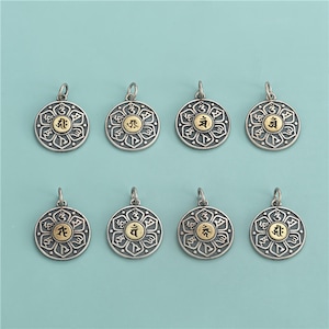 Sterling Silver Om Charms,Om Mantra Charm 18.5mm, Yoga Charm, Meditation Charm, Om mani padme hum Charm for Buddhism Bracelet Necklace