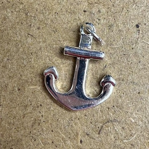 Sterling Silver Anchor Charm Pendant, Nautical Bracelet, Sailor Necklace, Ship Earring, Small Charm, Boating Jewelry, Marine Charm