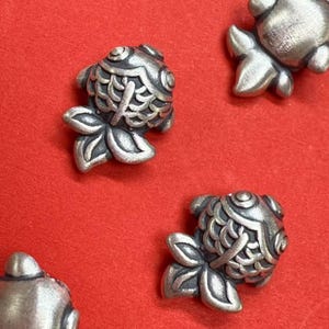 Sterling Silver Goldfish Beads, Sea Bead, Ocean Bead, Fishing Bead, Bracelet Spacer, Sea Life Bead, Beach Bead, Marine Bead, Pond Life Bead