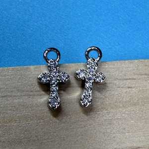 14K Gold Plated CZ Cross Charm, Gold Tone Cross Charm for Jewelry Making Supplies, Punk Cross Charm, Necklace Charm, Bracelet Charm DIY