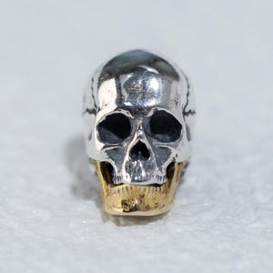 Sterling Silver Skull Bead, Hinged Jaw, Bracelet Necklace Spacer