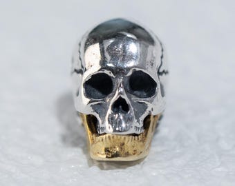 Sterling Silver Skull Bead, Hinged Jaw, Bracelet Necklace Spacer
